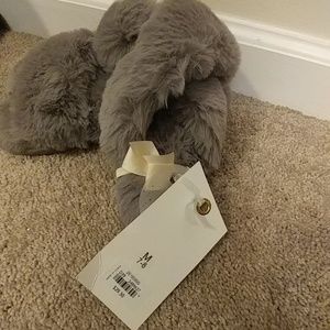 loft faux fur slide slippers